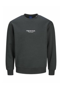 Felpa grigia scura con collo rotondo e maniche lunghe, con la scritta bianca "Originals Studio" centrata sul petto.