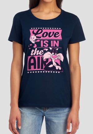 Cotton Soul, LOONEY TUNES VALENTINE'S DAY TWEETY SYLVESTER LOVE IN THE AIR - Print T-shirt - dark blue