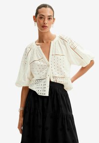 Desigual - SWISS EMBROIDERED V-NECK - Bluse - white Thumbnail-Bild 1