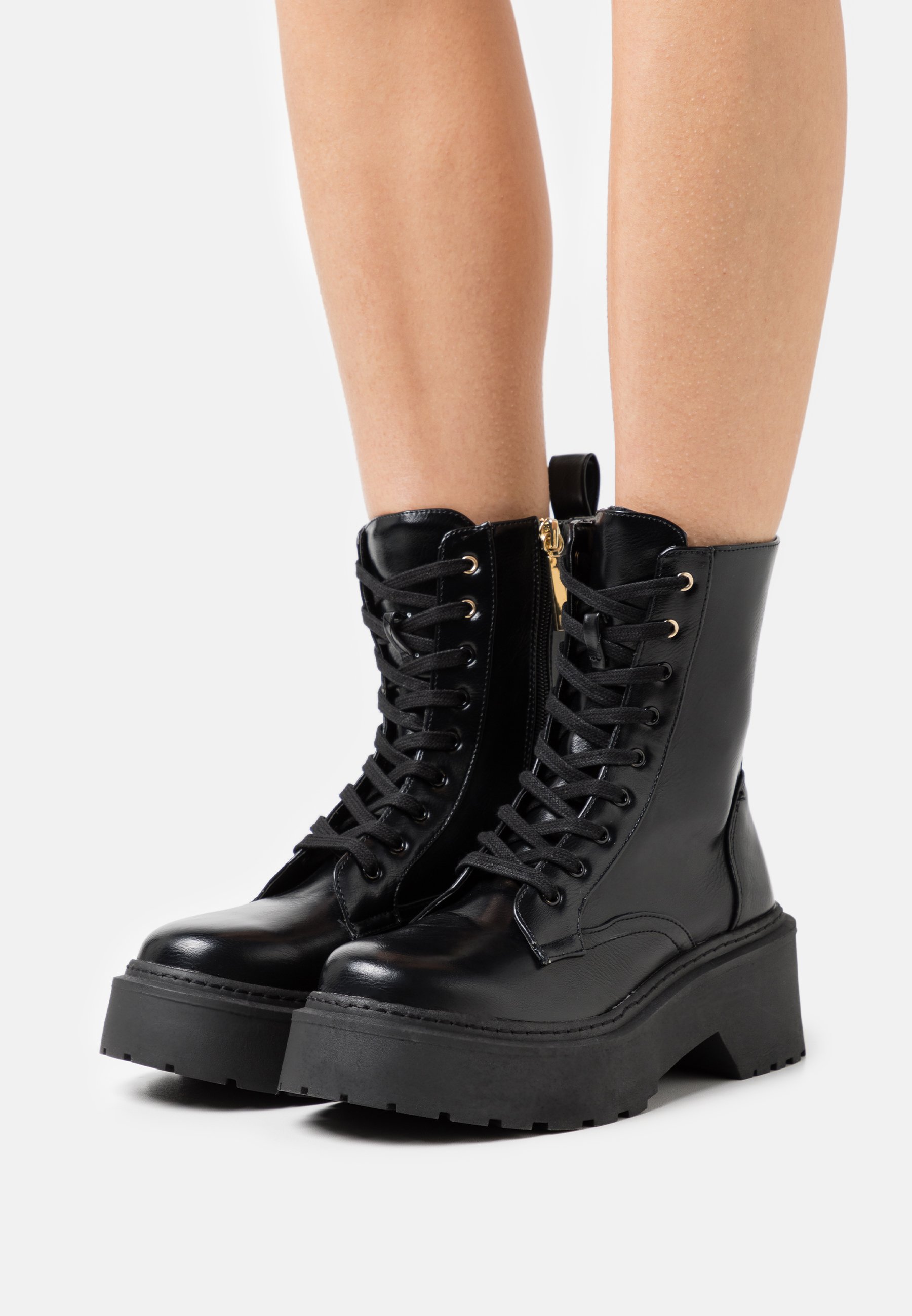 River Island Enkellaarsjes met plateauzool - black/zwart - Zalando.be