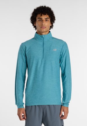 SPACE DYE 1/4 ZIP - Pikkade varrukatega topp - big teal heather  slate grey