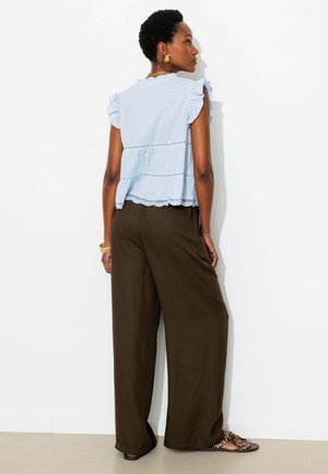 Promod, PANTALON LARGE CEINTURÉ - Pantalon classique - marron foncé