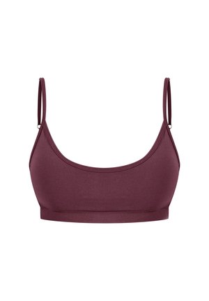 Bra Marlowe in un profondo bordeaux, con spalline sottili e design senza cuciture, realizzato in morbido tessuto elasticizzato per il massimo comfort.