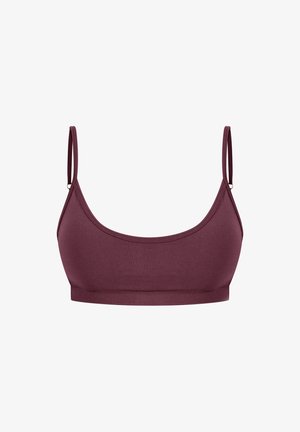 Bra Marlowe in un profondo bordeaux, con spalline sottili e design senza cuciture, realizzato in morbido tessuto elasticizzato per il massimo comfort.