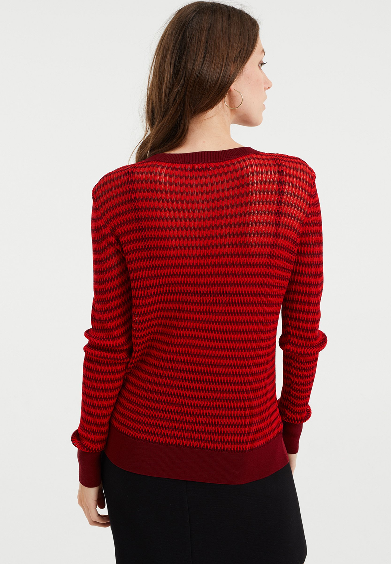 WE Fashion DAMES FIJNGEBREIDE TRUI MET STREEPDESSIN - Trui - red/rood -  Zalando.nl