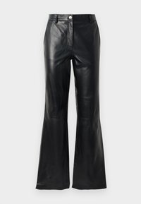 FLARED TROUSERS - Nahkahousut - black