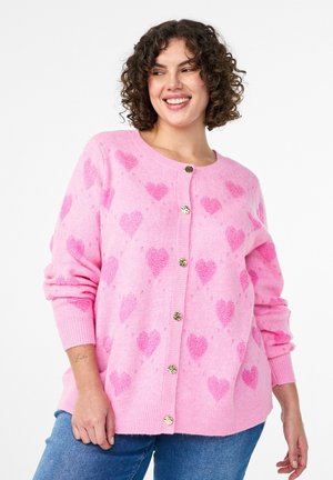 MIT HERZEN UND GOLDENEN KNÖPFEN - Kardigan - pink frosting comb