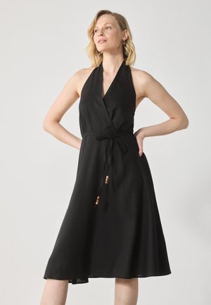 LINEN MIX DRESS - Cocktail dress / Party dress - black