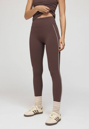 OSIA, REGULAR FIT - TIPPED HIGH WAIST LEGGING . - Leggings - Trousers - chocolate brown