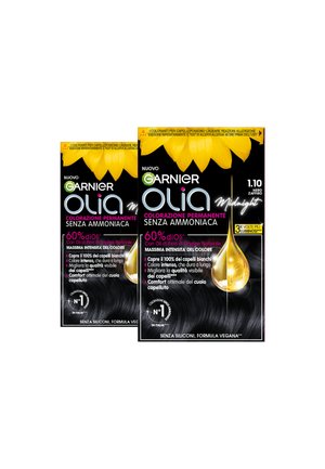GARNIER TINTA CAPELLI OLIA COLORAZIONE PERMANENTE SENZA AMMONIACA COPRE IL 100% DEI CAPELLI BIANCHI CON OLI DI FIORI DI ORIGINE NATURALE - 2 PACK - Tinte capelli - nero zaffiro
