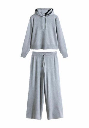 REGULAR FIT - WIDE LEG SET - Kapuzenpullover - light grey marl