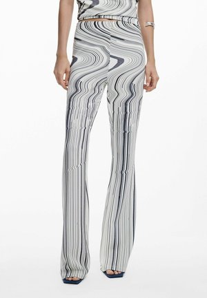 ELASTIC WITH DISTORTED STRIPES - Pantaloni - white