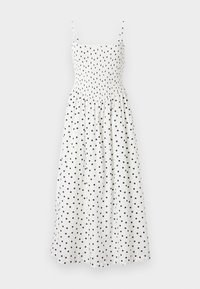 SMOCKED DIP WAIST MIDI DRESS - Jurk - white/blue