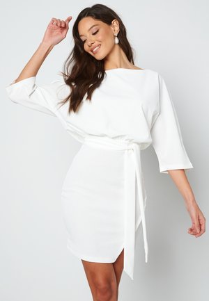 3/4 SLEEVE TIE SHORT DRESS - Jurk - white