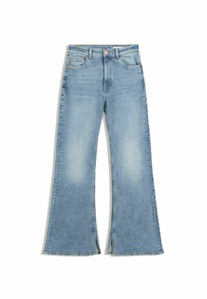 Bershka SPLIT-HEM  - Flared Jeans - light blue denim