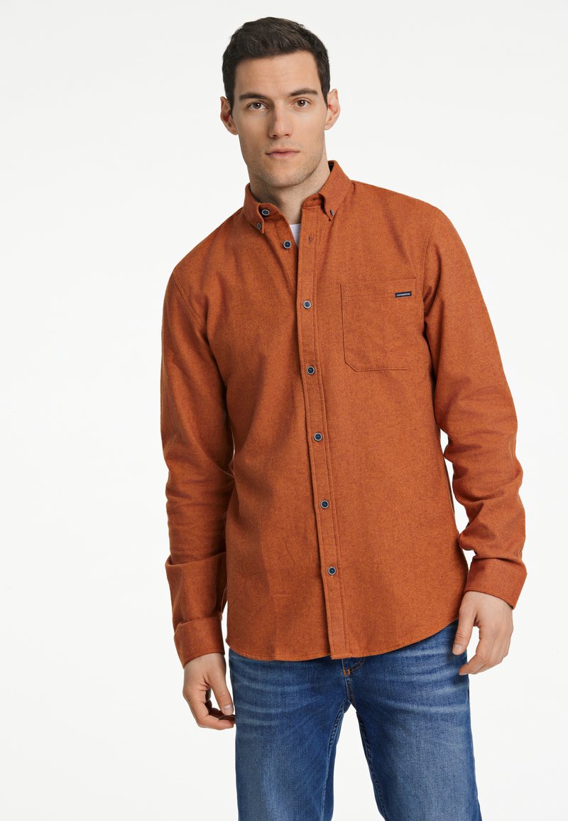 Lindbergh BRUSHED LS - Camicia - burnt orange