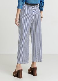 Calliope JOGGER RIGHE CRINKLE  - Pantalon classique - var bluette