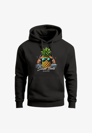 Neverless, HOODIE HERREN PRINT - ANANAS DESIGN SUNSET BEATS - AUFDRUCK - Hoodie - schwarz