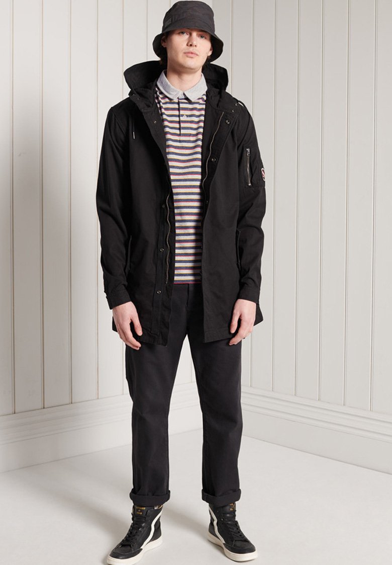 black fishtail parka