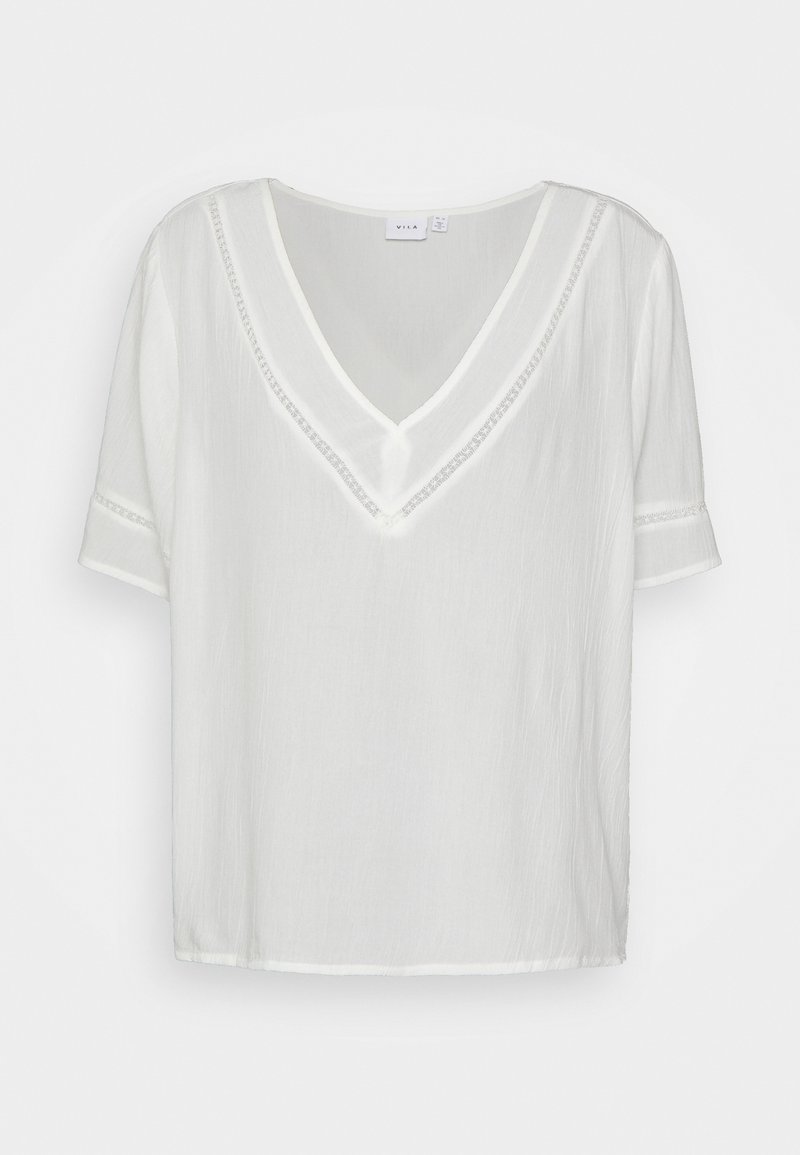 VILA VIMESA DETAIL V NECK - Tričko s potlačou - Snow White