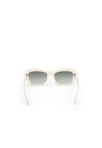 Sunglasses with a wide, angular white frame and gradient gray lenses. Straight temples with a smooth texture. No visible hardware details.