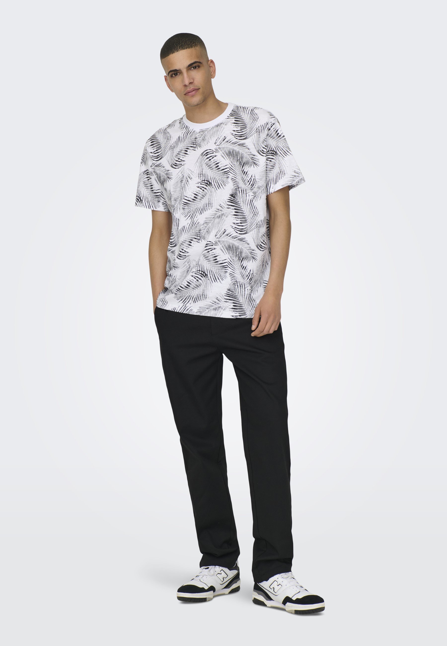 Only & Sons Herren T-Shirt 'Onsperry Life' Mit Blatt-Print – Lässiges Basic Für Den Alltag