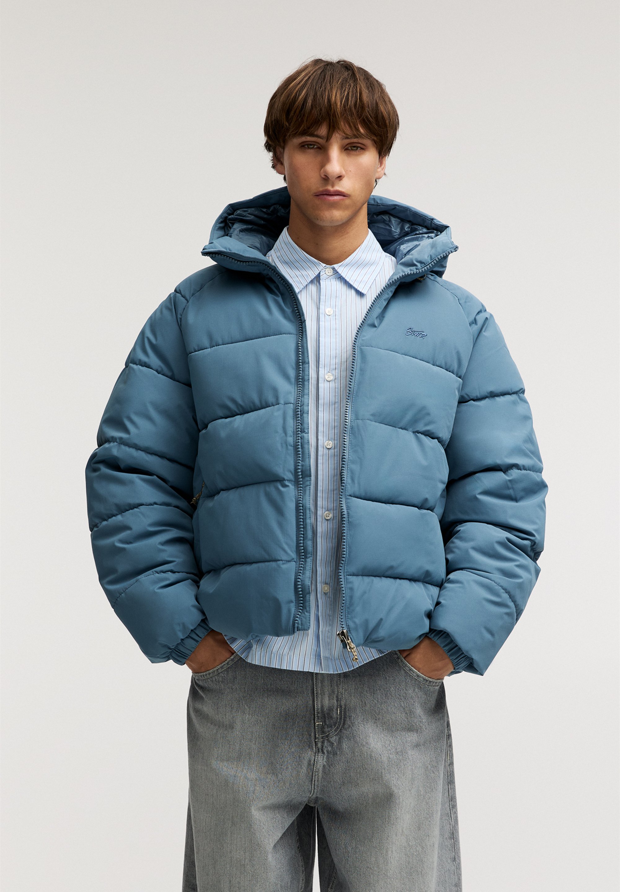 PULL BEAR HOODED PUFFER Giacca invernale blue blu Zalando
