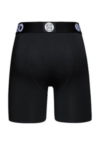 Melni bokseršorti ar gludu tekstūru, plašs elastīgs jostas josla ar logotipu. Dizainā ir pastiprinātas šuves un pieguļošs siluets.