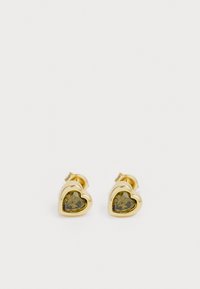 HEART STUD EARRINGS - Pendientes - gold-coloured/green