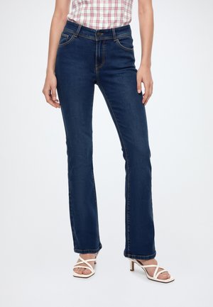Noisy May, NMSTEVIE BOOTCUT JEANS - Дънки с разкроени крачоли - dark blue denim