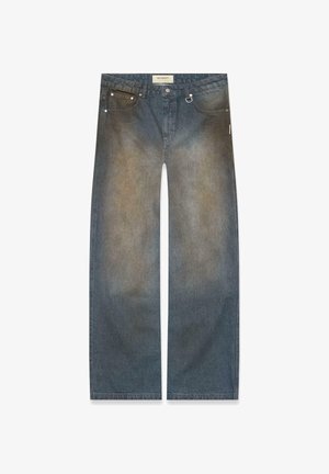 Jeans blu a gamba larga con una sfumatura che passa dal scuro al chiaro. Realizzati in denim, presentano cinque tasche e finiture in metallo.
