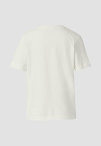 White cotton t-shirt featuring short sleeves and a crew neck. The fabric appears smooth with a subtle texture, no visible patterns or graphics.