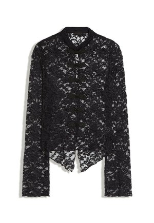 Bershka, BOXY SHORT SLEEVE SHIRT WITH EMBROIDERY - Chemisier - black