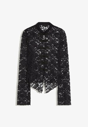 Bershka, BOXY SHORT SLEEVE SHIRT WITH EMBROIDERY - Chemisier - black