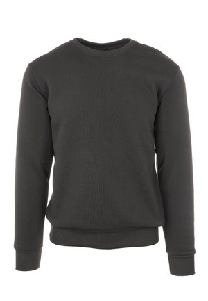 Felpa nera realizzata in misto cotone, con scollatura a girocollo, maniche lunghe, polsini a costina e una vestibilità rilassata. Colore uniforme senza motivi.