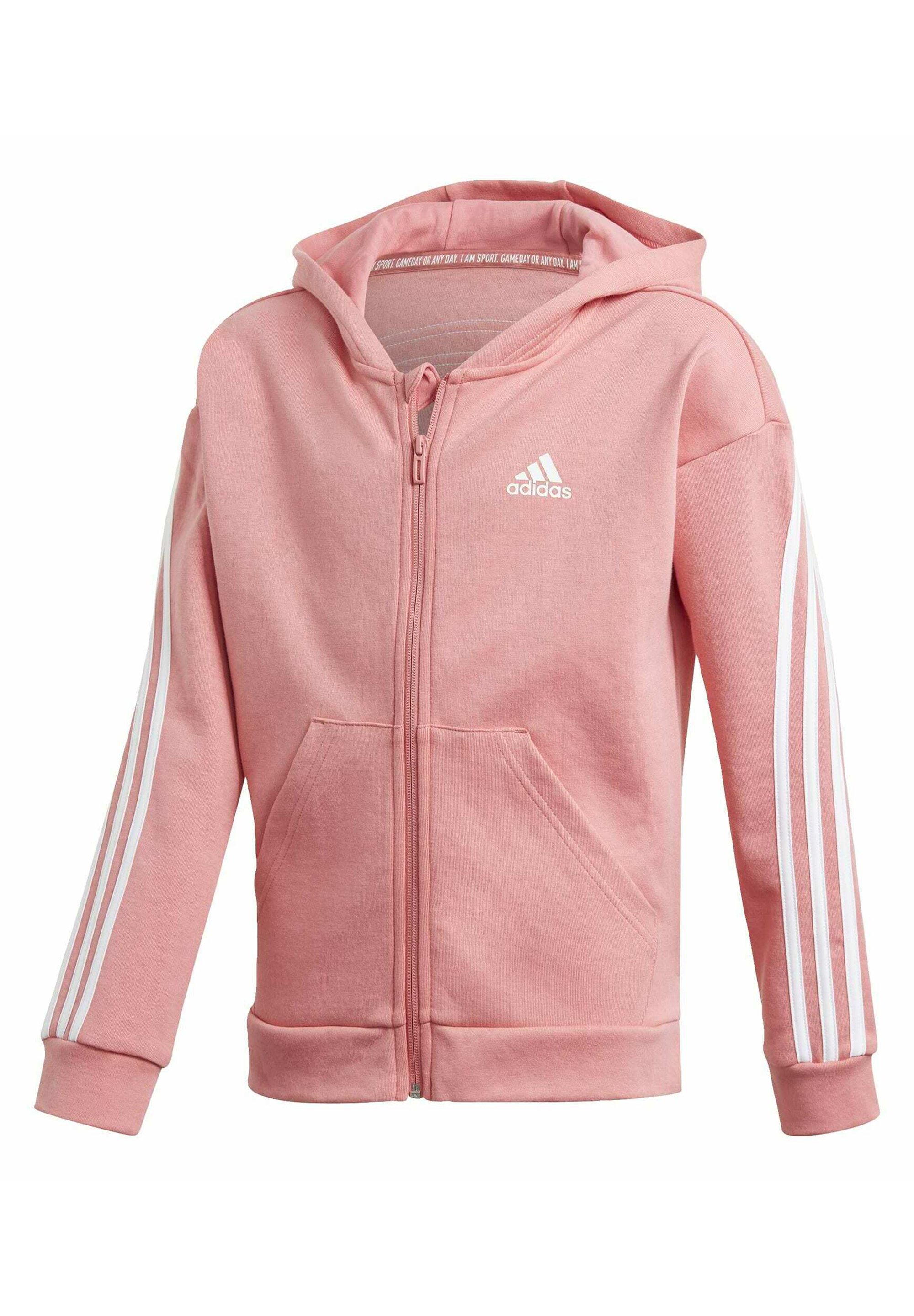 Adidas Performance 3 Stripes Full Zip Hoodie Sweatjakke Traeningstrojer Pink Zalando Dk