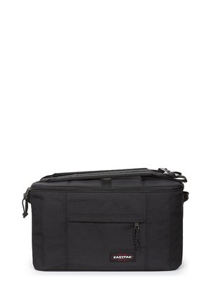 Bolsa Eastpak negra con forma rectangular, fabricada en tejido duradero. Cuenta con un bolsillo frontal y un cierre de cremallera. Incluye una correa de hombro ajustable.