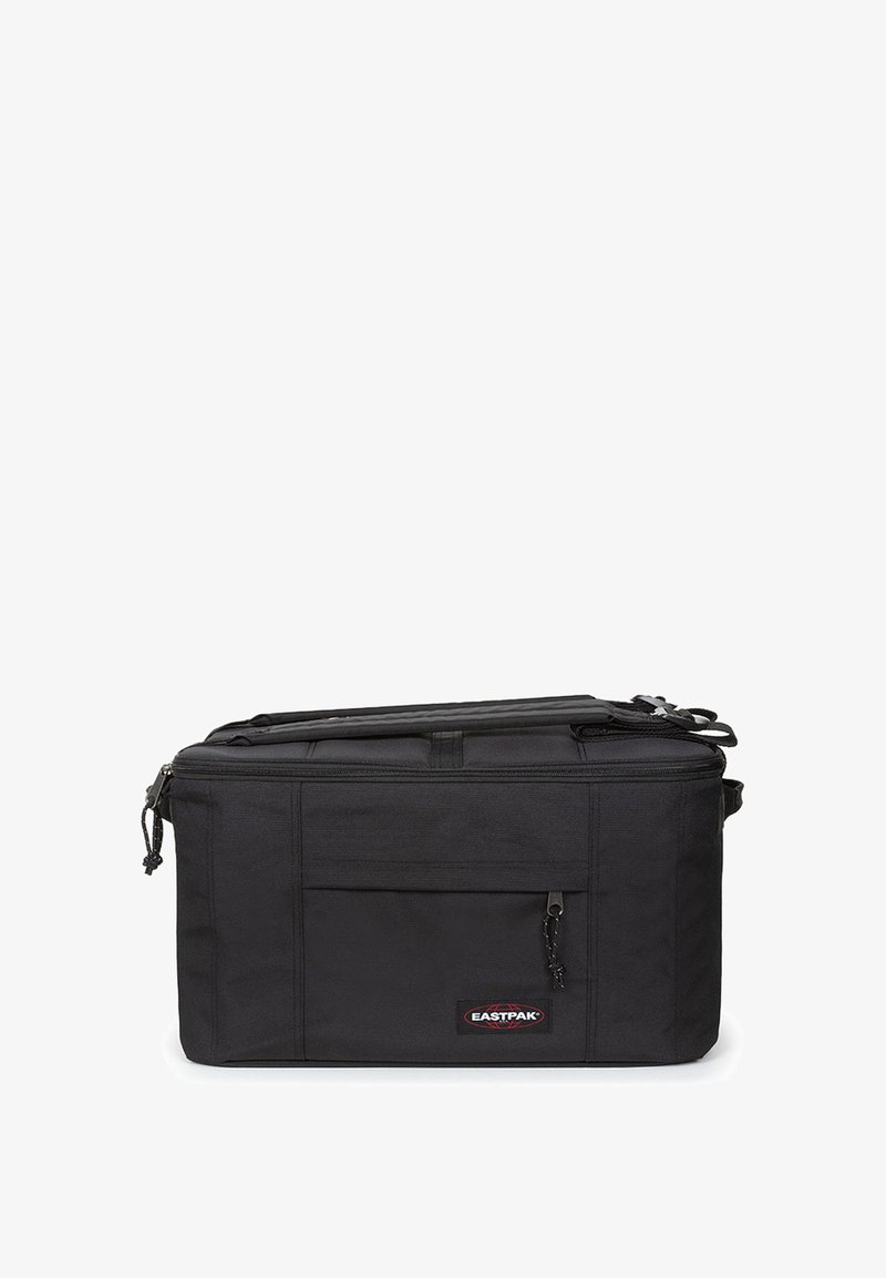 Czarna torba Eastpak o prostokątnym kształcie, wykonana z trwałego materiału. Posiada kieszeń z przodu oraz zamek błyskawiczny. W zestawie regulowany pasek na ramię.
