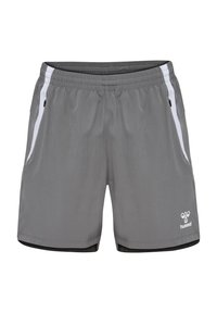 Grijze sportshorts met elastische tailleband, witte zijstrepen en logo. Gemaakt van lichtgewicht stof, voorzien van twee zakken.