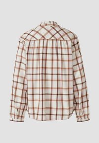 Geruit overhemd in wit met roze en bruine ruiten. Lange mouwen, een ingesloten halslijn en een ontspannen pasvorm met een licht gebogen zoom.