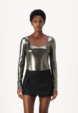 Top s dlhým rukávom - metal black gold