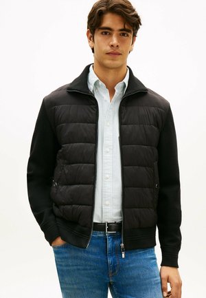 Tommy Hilfiger, TOMMY HILFIGER SMART CASUAL MIXED TEXTURE ZIP-THRU JACKET - Light jacket - black