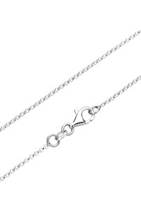 Zilveren ketting heeft een delicate, verbonden ontwerp met een veilige karabijnslot en is gemarkeerd met "925" voor de echtheid van sterling zilver.