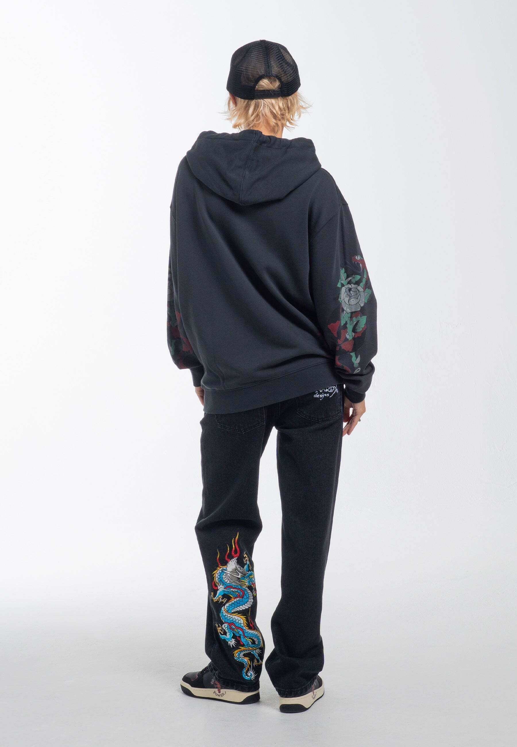 Ed Hardy TRUE SNAKE HOODIE - Zip-up sweatshirt - charcoal/dark