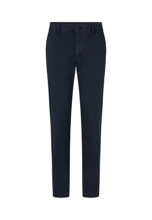 Chino blu navy realizzati in cotone, con design a gamba dritta, tasche anteriori e chiusura a un solo bottone in vita.