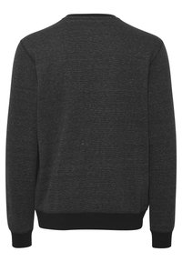 Dunkelgrauer Sweatshirt aus strukturiertem Stoff. Mit Rundhalsausschnitt, langen Ärmeln und schwarzen, gerippten Bündchen und Saum. Keine sichtbaren Logos oder Muster.