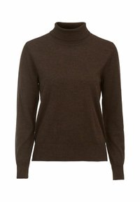 Brun polotröja i mjukt tyg, med långa ärmar och en mättad silhuett med ribbat halsringning och nederkant.