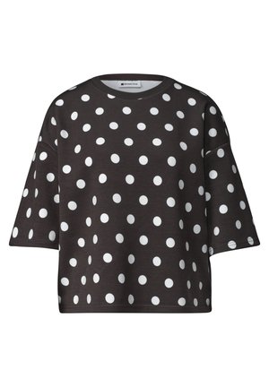Street One, KURZARM SWEATSHIRT MIT RUNDHALS - T-shirt imprimé - black coffee