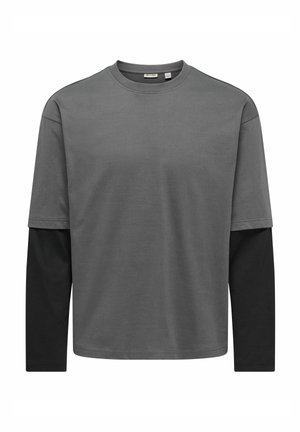 Only & Sons, T-SHIRT ONSADON BOXY DOUBLE LAYER T-SHIRT - T-shirt à manches longues - grey pinstripe