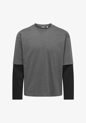 Only & Sons, T-SHIRT ONSADON BOXY DOUBLE LAYER T-SHIRT - T-shirt à manches longues - grey pinstripe